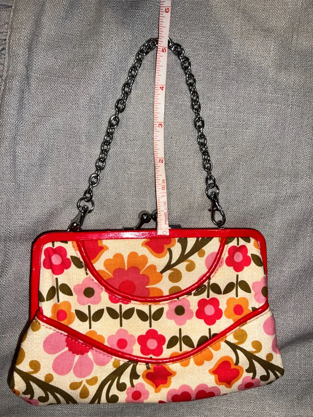 Vtg Vera Bradley Coin Purse Handbag Clutch Wallet Removable Chain Handle